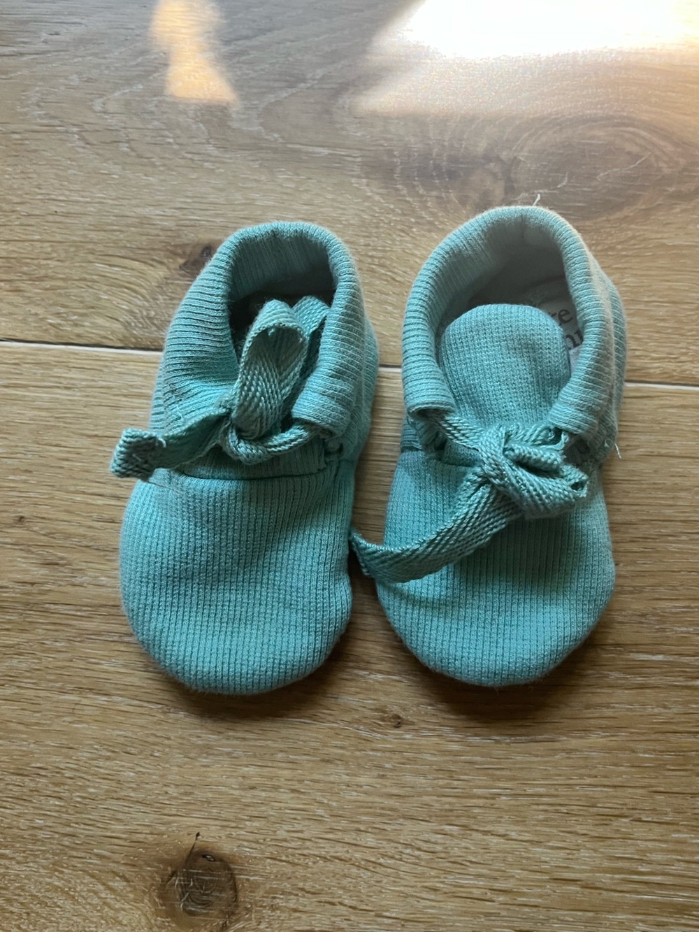 kate quinn Seafoam Green Knit Slip-On Baby Shoes